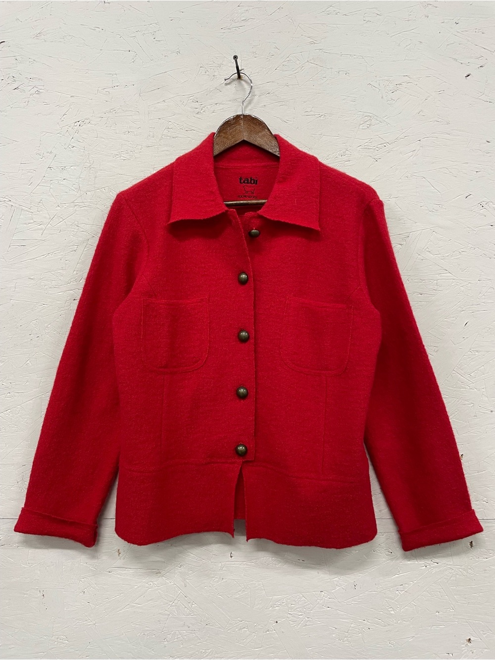 Vintage Tabi International 100% Boiled Wool Jacket, Size M, Red